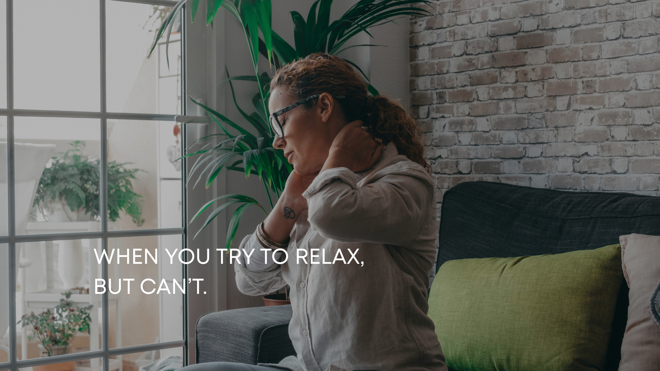 Woman unable to relax despite rest, showing chronic stress and nervous system fatigue in Tigard, Oregon acupuncture clinic